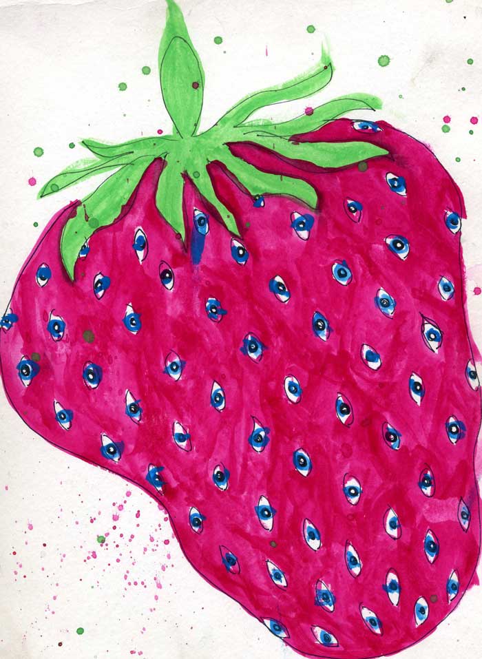 strawberry watercoloring